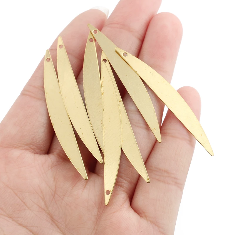 

30Pcs Raw Brass Irregular Geometric Long Leaf Charms Pendant 1mm Hole For DIY Earring Necklace Jewelry Making Supplies