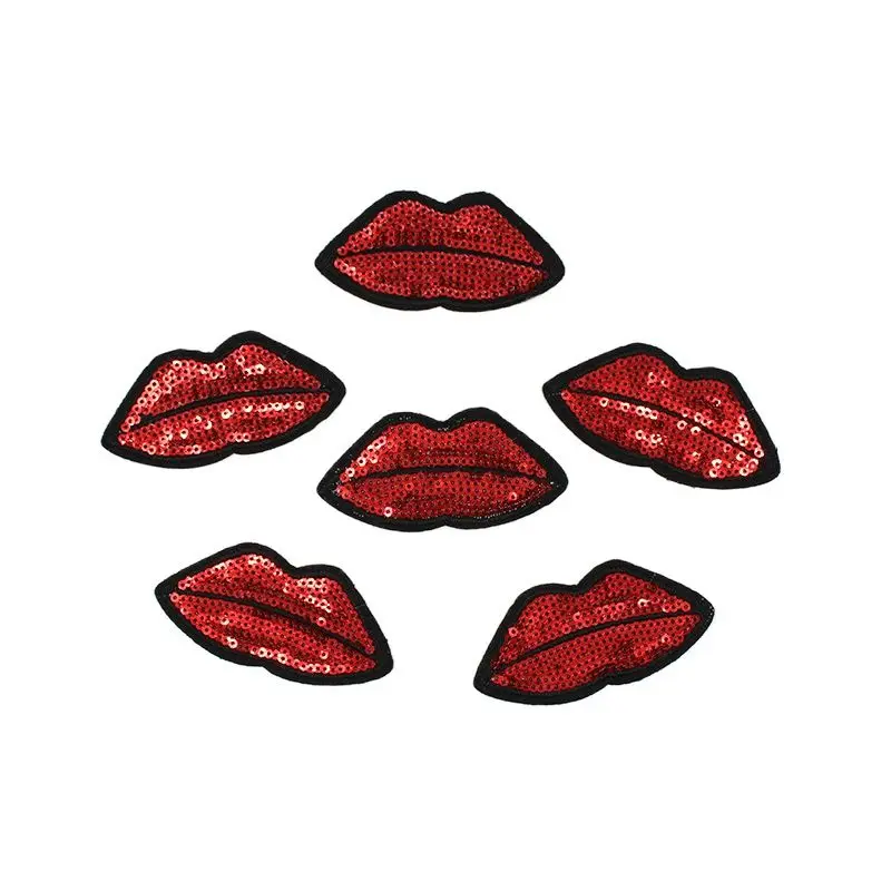 10pcs/lot Iron On Red Mouth Patches Diy Lip Stickers for women jeans coats Embroidery sewing Appliqued for lady clothes Badge