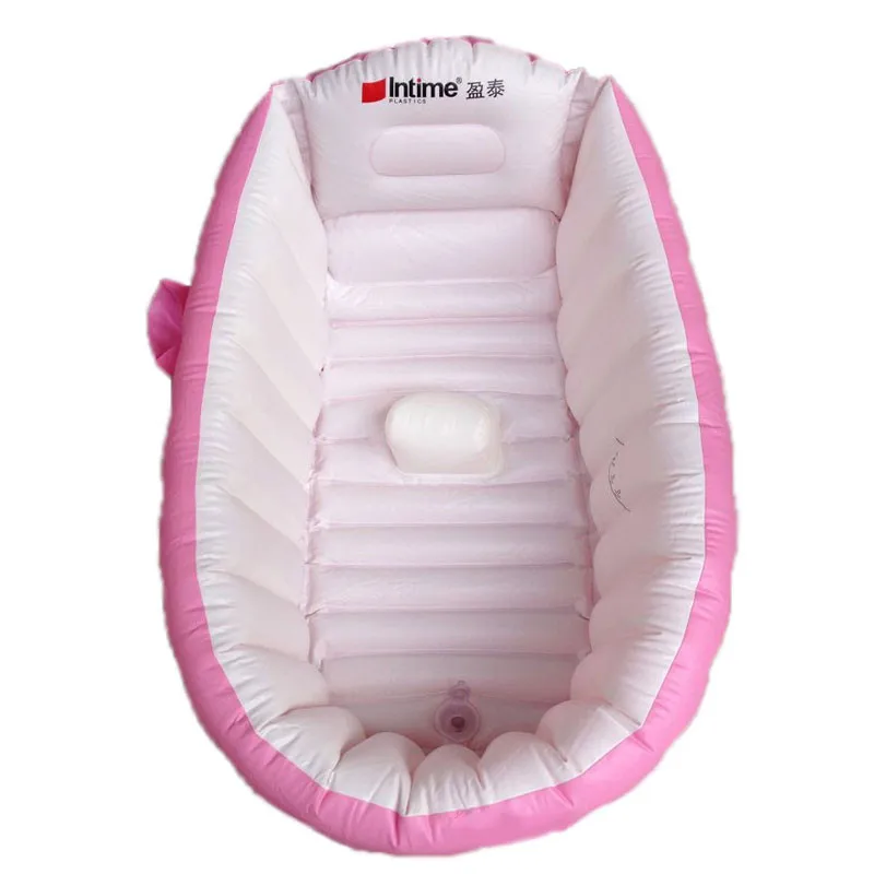 Baby Portable Bathtub Inflatable Bath Tub Child Tub Cushion Keep Warm Infant Folding Portable Bathtub with Air Pump Free Gift