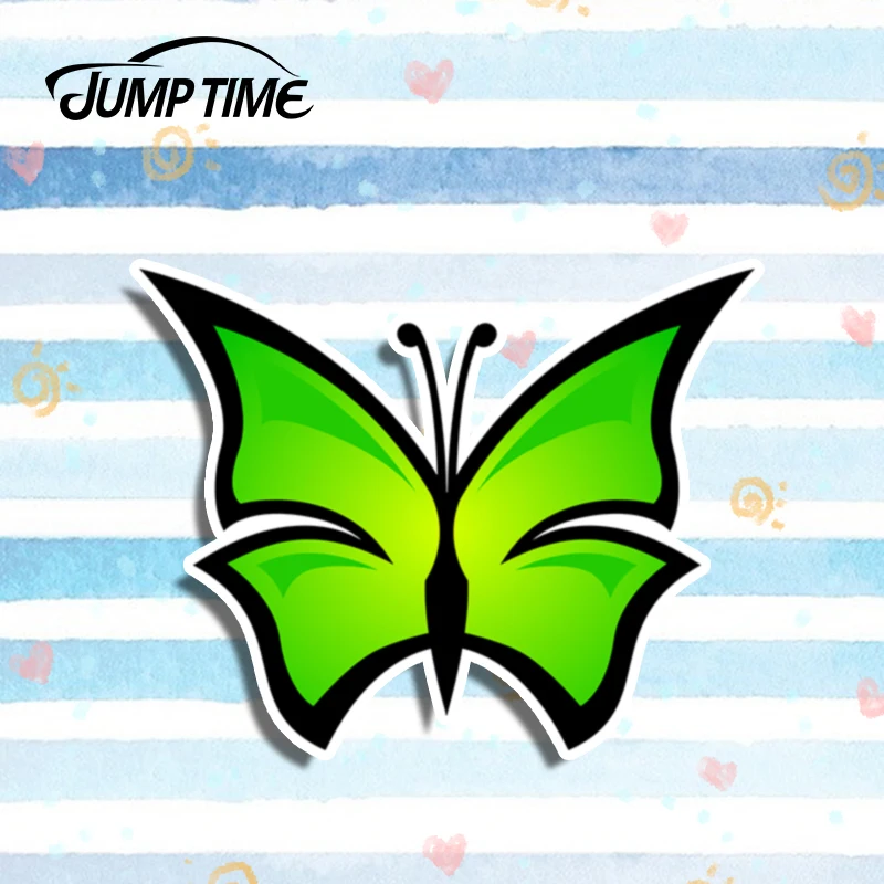 Jump Time 13cmx10.2cm Gradient Green Butterfly Logo Vinyl Car Stickers Funny Decal Laptop Car Bike Waterproof Car Accessories