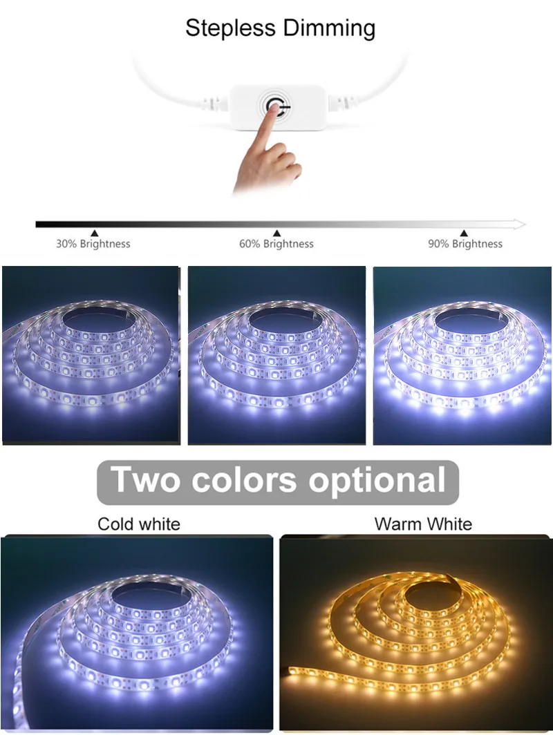 เครื่องเย็บผ้า LED ริ้วสายไฟชุด DC 5V USB ที่ยืดหยุ่น Dimmable Touch เย็บผ้าอุตสาหกรรมการทำงานไฟ LED