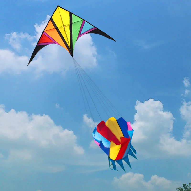 Spedizione gratuita grande arcobaleno aquilone nylon windsocks aquiloni giocattolo per bambini volare aquiloni paracadute farfalla ghiloni drago di carta aquilone