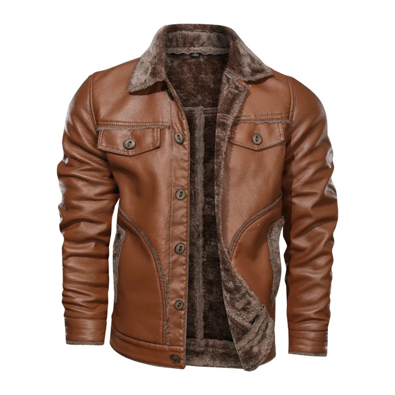 Novel New Russian Winter Leather Jacket Men Top quality Faux Fur Warm Leather Jackets Male Coats Jaqueta De Couro Masculina 8XL