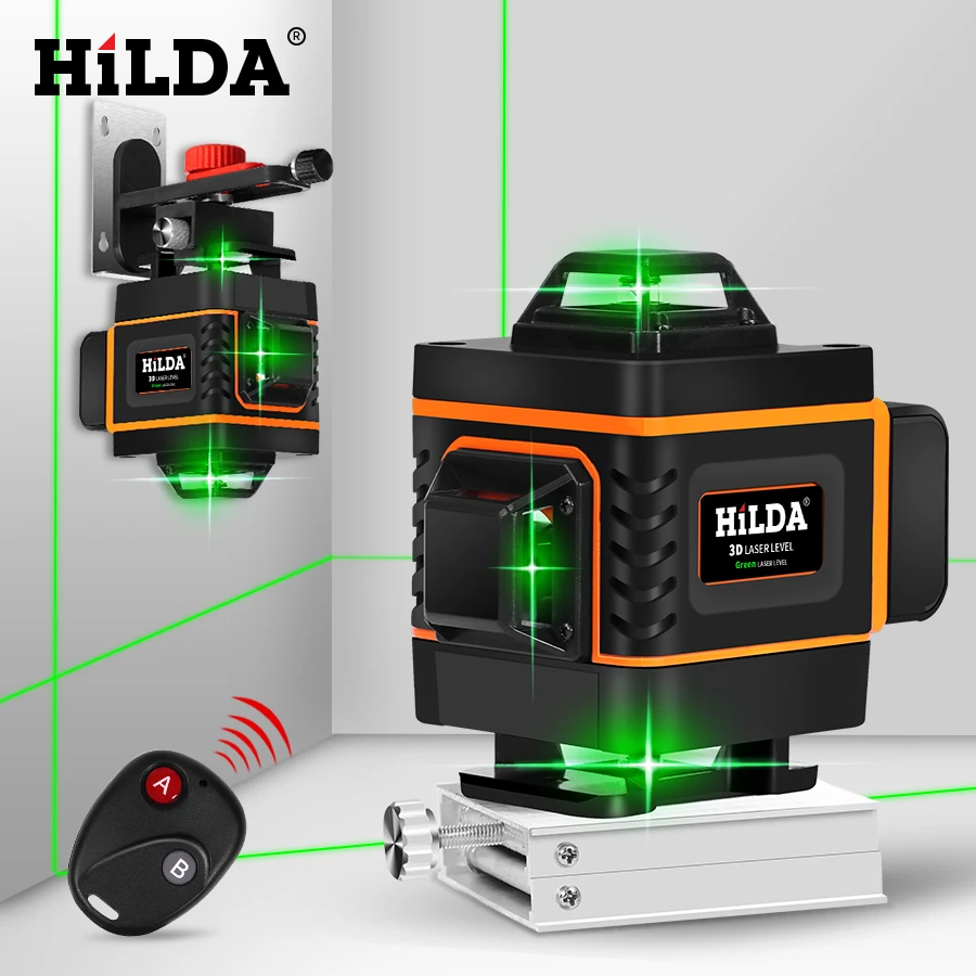 HILDA 3D/4D Laser Level Level Self-Leveling 360 Horizontal And Vertical Cross Super Powerful Green Laser Level