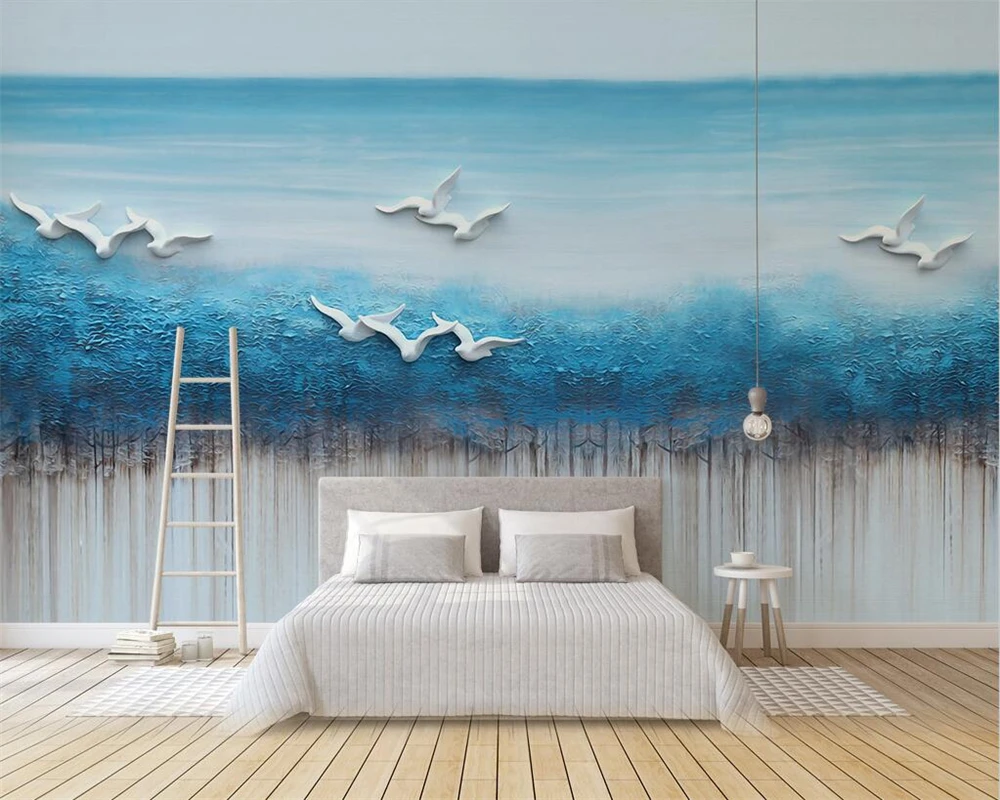 Customized Mural New Chinese 3D Relief Mengli Water Country Scenery Background Wall Living Room Decoration papel de parede 3d