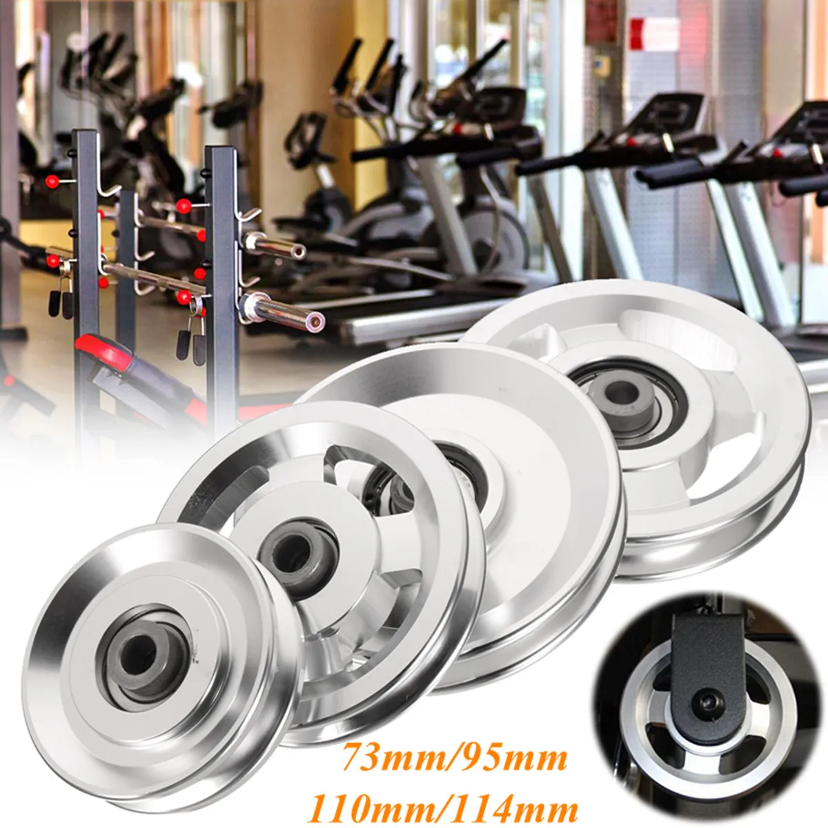 73/95/110/114mm Aluminum Alloy Bearing Pulley Wheels Gym Fitness Equipment Parts Accessories