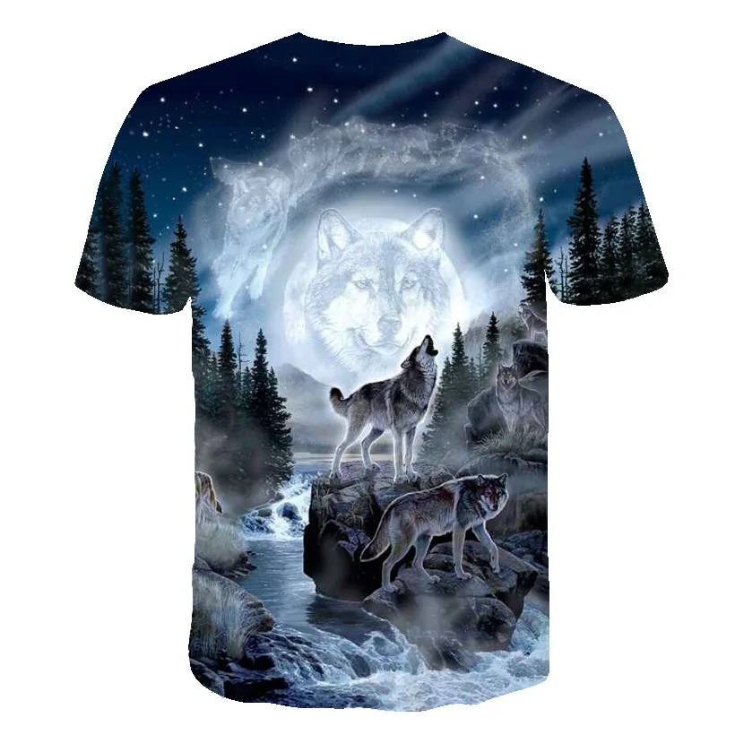 Male Fashion T-shirt Male 2019 Newest 6XL Wolf 3D Print Animal Cool Funny T-Shirt Men Short Sleeve Summer Tops T Shirt Tshirt