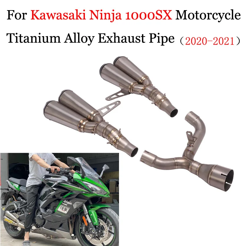 Slip On For Kawasaki Ninja 1000SX Z1000 2020 - 2021 Motorcycle  Titanium Alloy Double Exhaust Muffler Modified Middle Link Pipe 