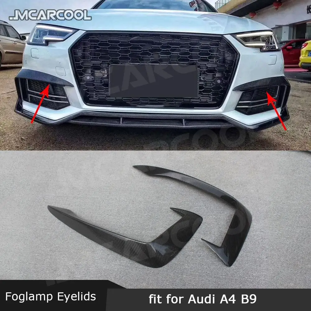 

Carbon Fiber Front Air Vent Canards FogLamp Eyebrow Fin Trims Splitter For Audi A4 S4 Sline 2017-2019 Car Decoration Accessories