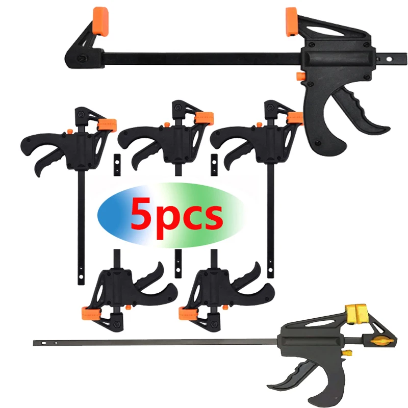 3/4/5pcs 4 inch or 6 inch Woodworking Bar F Clamp Clip Hard Grip Quick Ratchet Release DIY Carpentry Hand Vise Tool 