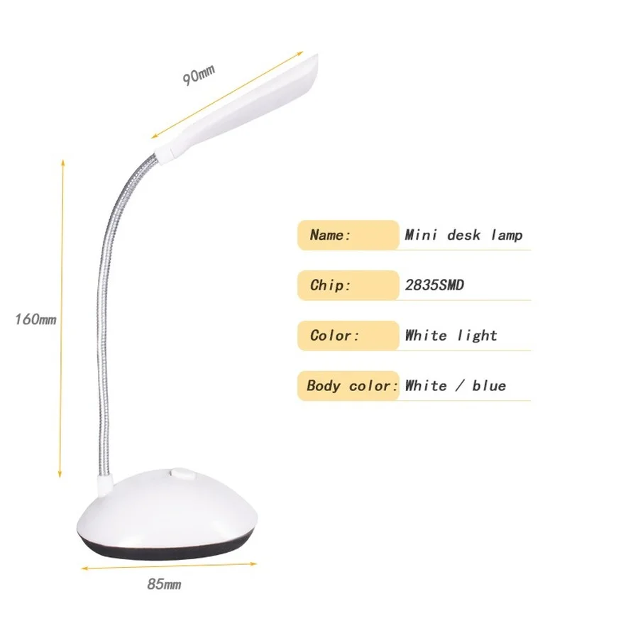 LED  Desk Book Light Reading Mini Battery Powered for Book Nightlight Light Flexible Table Lamp Portable Read Lamp Book Lights