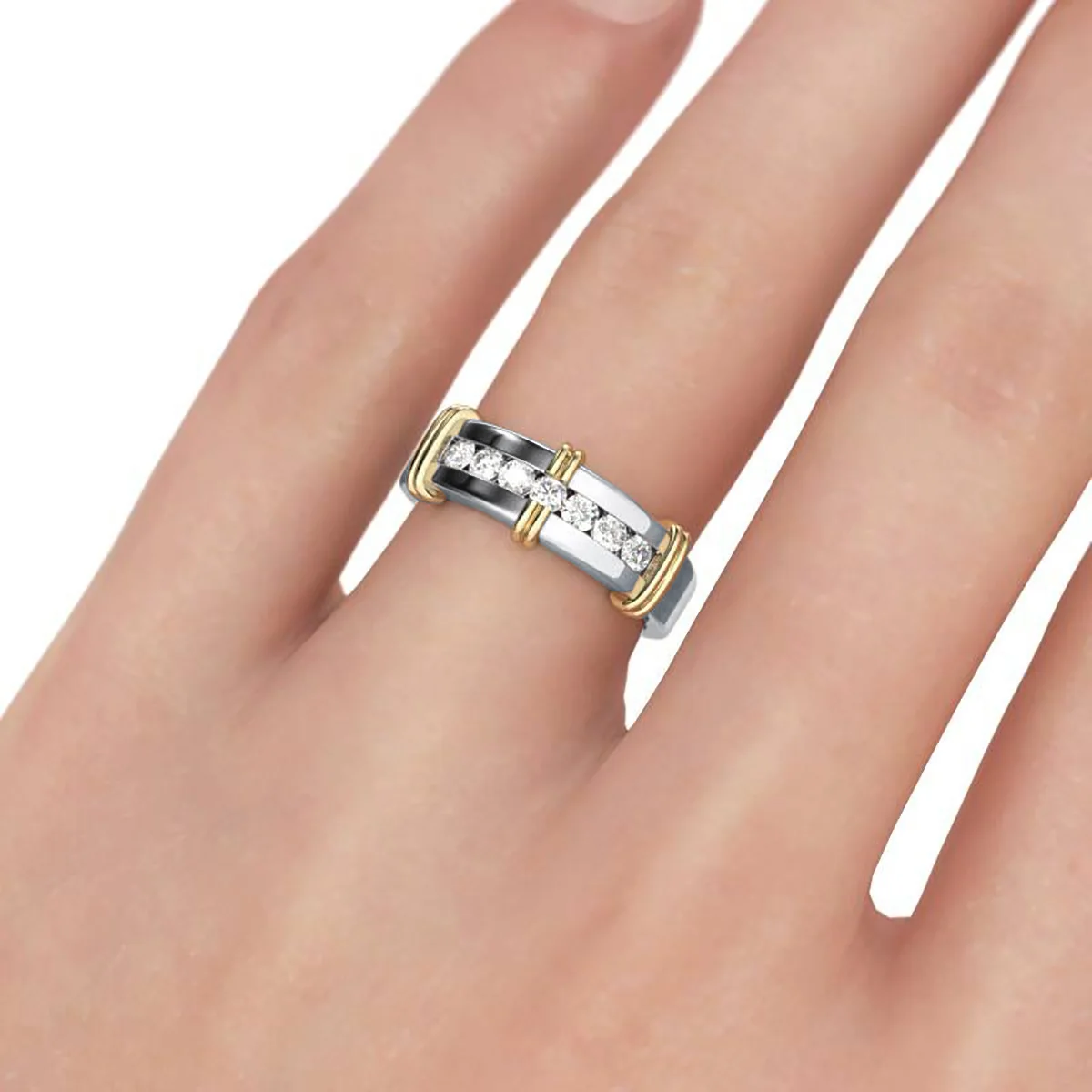RedWood Moissanit-Diamantring für Damen, 2,3 mm, runder Schliff, Hochzeitsband, trendiger massiver 925er Silber Damenschmuck als Verlobungsgeschenk – Detail 5