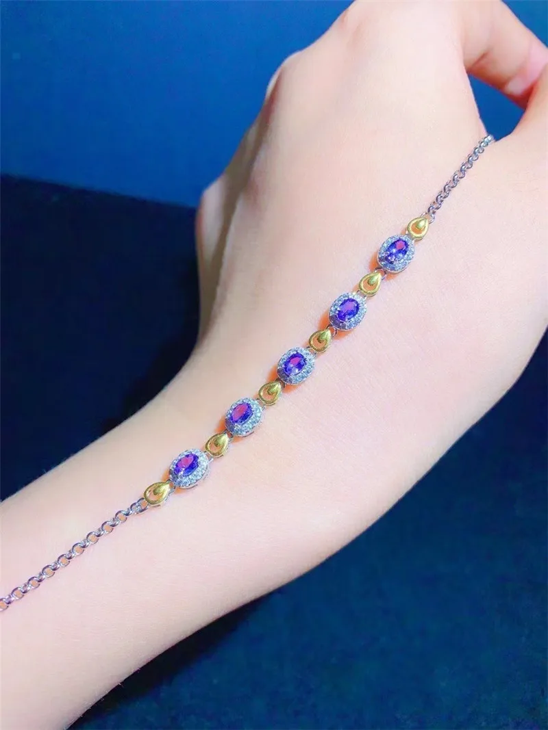 

Ladies new natural tanzanite bracelet 925 silver bracelet simple atmosphere fashion trend