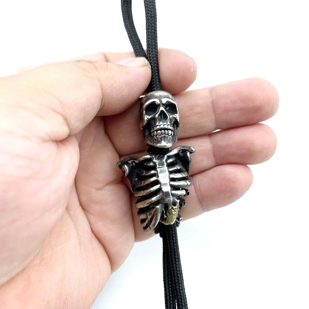 1 Set Brass White Brass Skeleton Knife Beads Outdoors Tools EDC Frame Skull Heart DIY Lanyard Pendants Key Rings Accessories