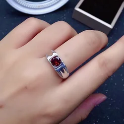 6mm VVS Grade Natural Garnet Silver Ring for Daily Wear Real Mozambique Garnet Ring Solid 925 Silver Garnet Jewelry