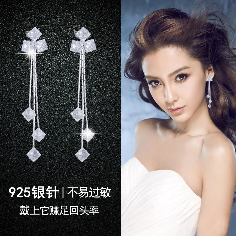 New Hot Fashion Silver Long fringed earrings for Women Girls Gift Fashion Statement Jewelry  earrings for women
