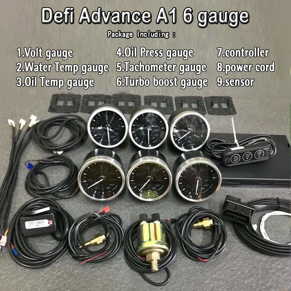 Defi Advance A1 OBD2  Car Meter  Defi 6 Gauges + ZD in Series Water Temp Volts Oil Press Oil temp Tachometer RPM Boost