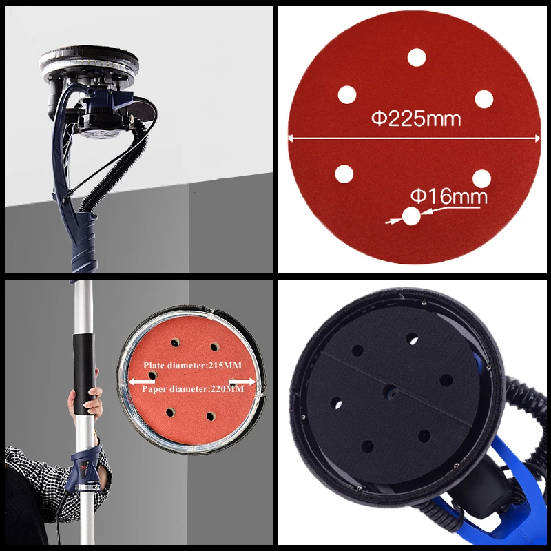 ใหม่30Pcs กระดาษทราย225มม.6-Hole Sanding กระดาษ100-320grit ไฟฟ้าขัด Sander ขัด Drywall Sander Hook และ Loop