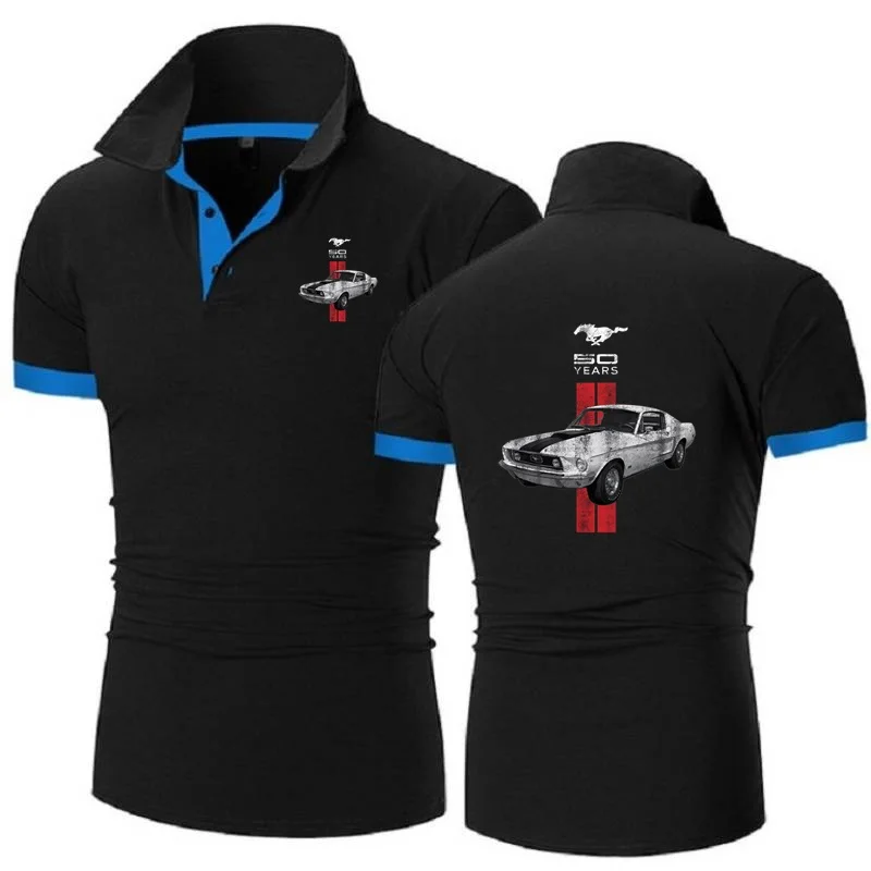 Polo Shirts Men\'s TShirts Ford 50 Years Logo Sportwear Tees Military Mustang Car Short Sleeve Jersey Golftennis Sport Topshirts