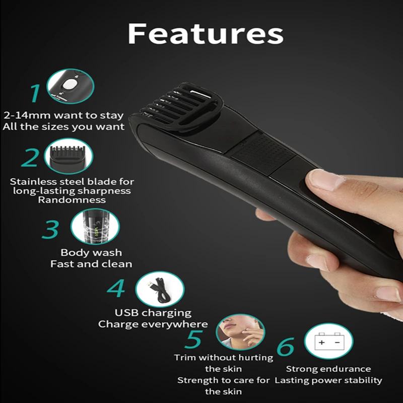 เครื่องแต่งเคราตัดผมชาย Vgr 015ที่ตัดขนมีสาย USB ชาร์จได้อุปกรณ์ลดเสียงรบกวนสำหรับ V015