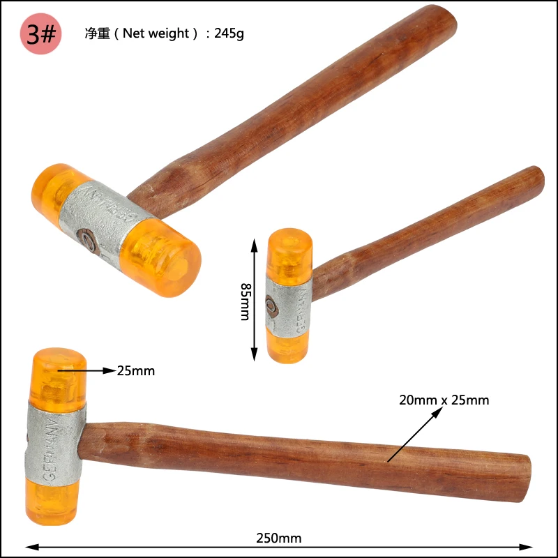 Imagem -02 - Round Rubber Hammer Head Double Faced Trabalho Glass Window Beads Substituível Nylon Mallet Tool 25 mm