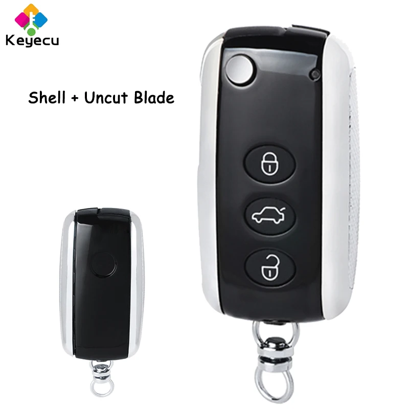 KEYECU Smart Flip Folding Remote Control Car Key Shell Case Housing With 3 Buttons - FOB for Volkswagen Phaeton Before 2015 year