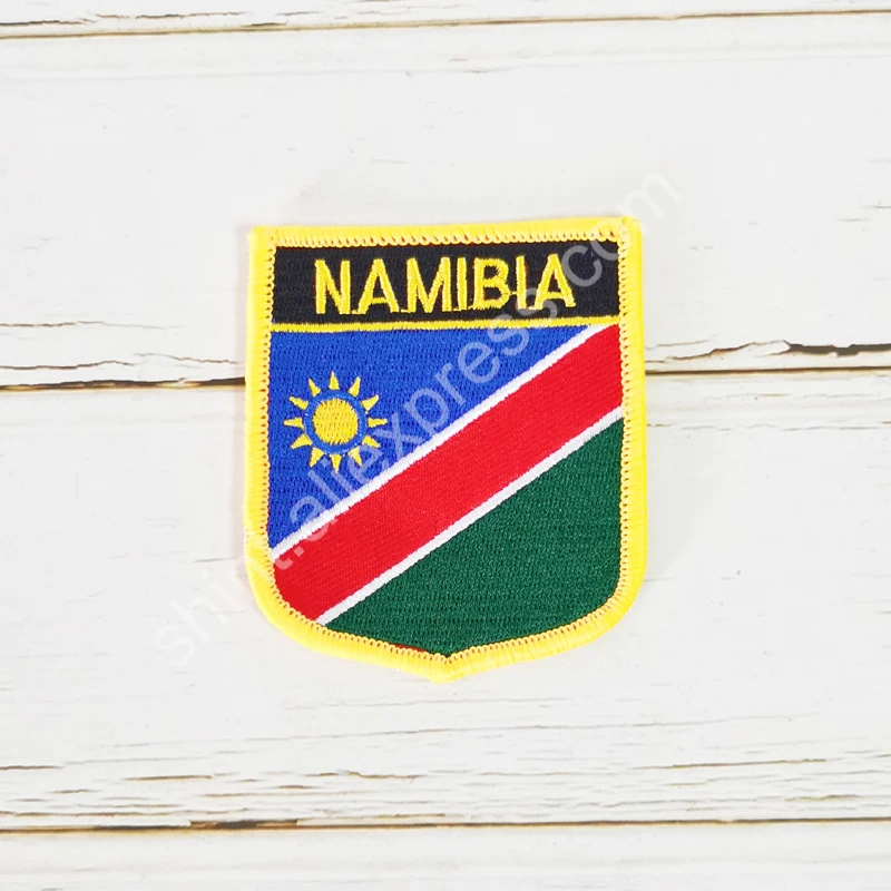 Namibia National Flag Embroidery Patches Badge Shield And Square Shape Pin One Set On The Cloth Armband   Backpack  Decoration