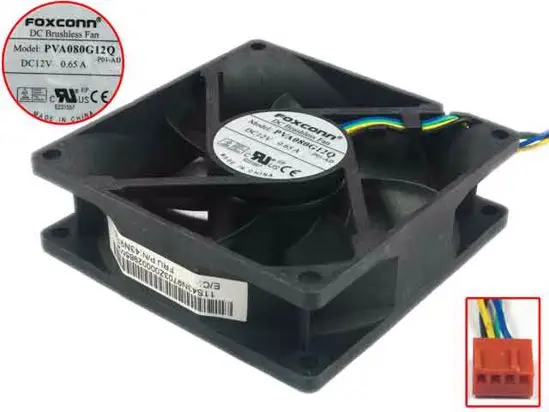 

Foxconn PVA080G12QP01-AD DC 12V 0.65A 4-Wire 80x80x25mm Server Cooling Fan