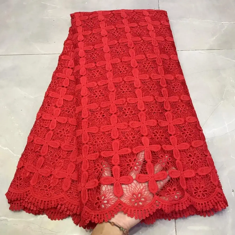 Newest Nigerian Water Soluble Lace Fabric 5 Yard Soft Guipure Lace Fabric top quality African Cord Lace TS5951