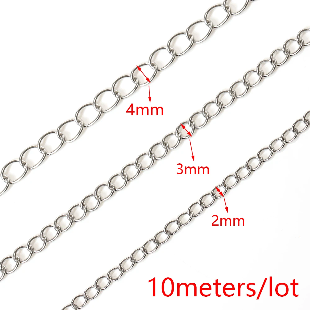 10meter/roll Stainless Steel Chain 1.8mm 2.5mm 3mm 4.2mm Silver Metal Link Chains for DIY Necklaces Bracelets Jewelry Making