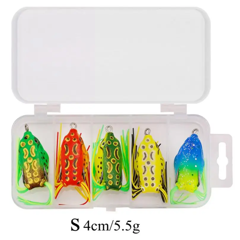 5pcs/box 4cm 5cm 6cm Frog Lure Topwater Wobblers Bait kit for Pike Artificial Soft Fishing Baits Snake Head Gear Lures