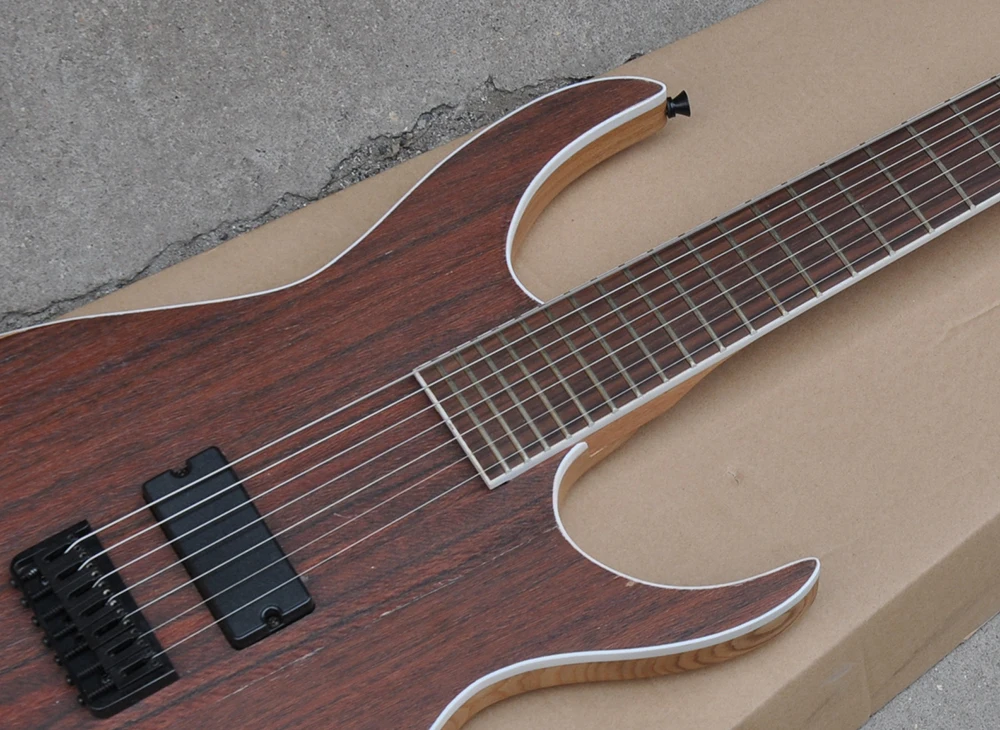 7 Strings Brown Electric Guitar with One Pickup,Elm Body,24 Frets,Rosewood Fretboard without Inlay