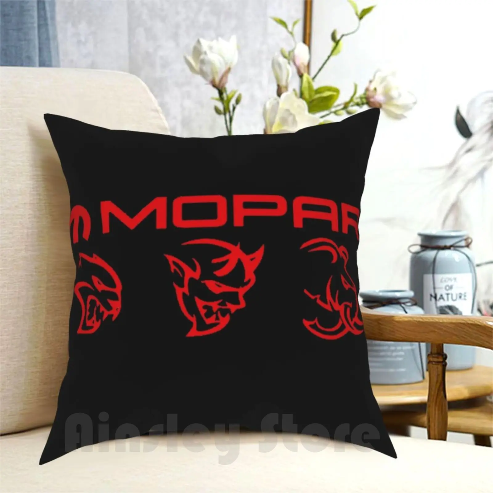 Mopar Logo Pillow Case Printed Home Soft Throw Pillow Demon Challenger Hellcat Mopar Mopar Or No Car Super Car Muscle