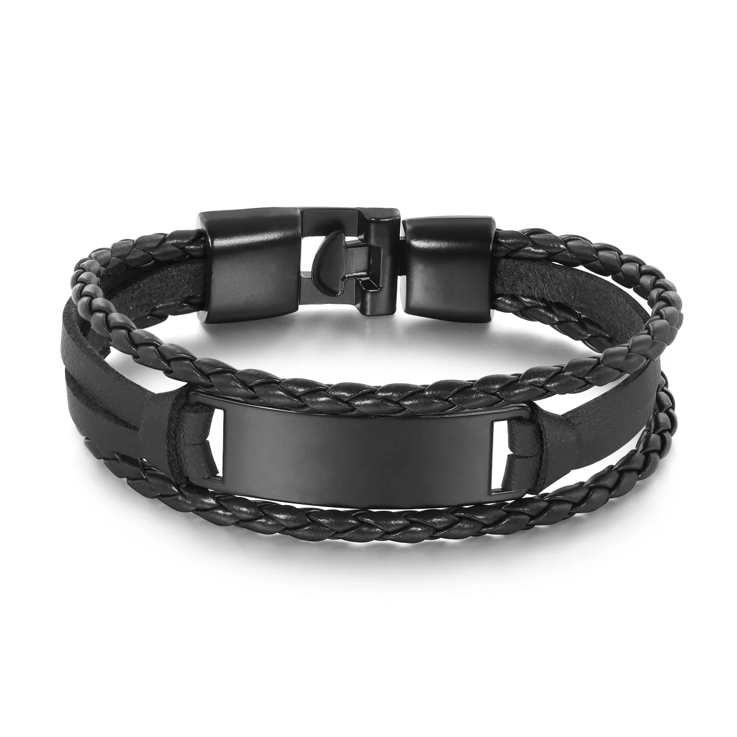 personality Custom Logo Name Engrave Leather Bracelet men Handmade life-saving Rope Id Bracelets