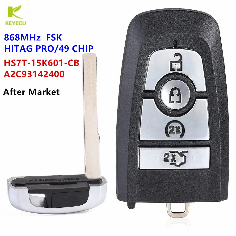 

KEYECU Replacement Smart Keyless Remote Control Key FOB 868MHz ID49 Chip HS7T-15K601-CB For Ford Mondeo Fusion Explorer 2017