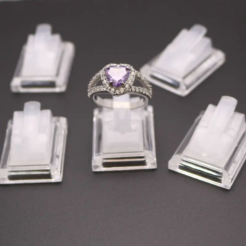 

10 Pcs Rings Display Storage Deck Jewelry Display Stand Transparent Black Jewelry Store Ring Display Tool