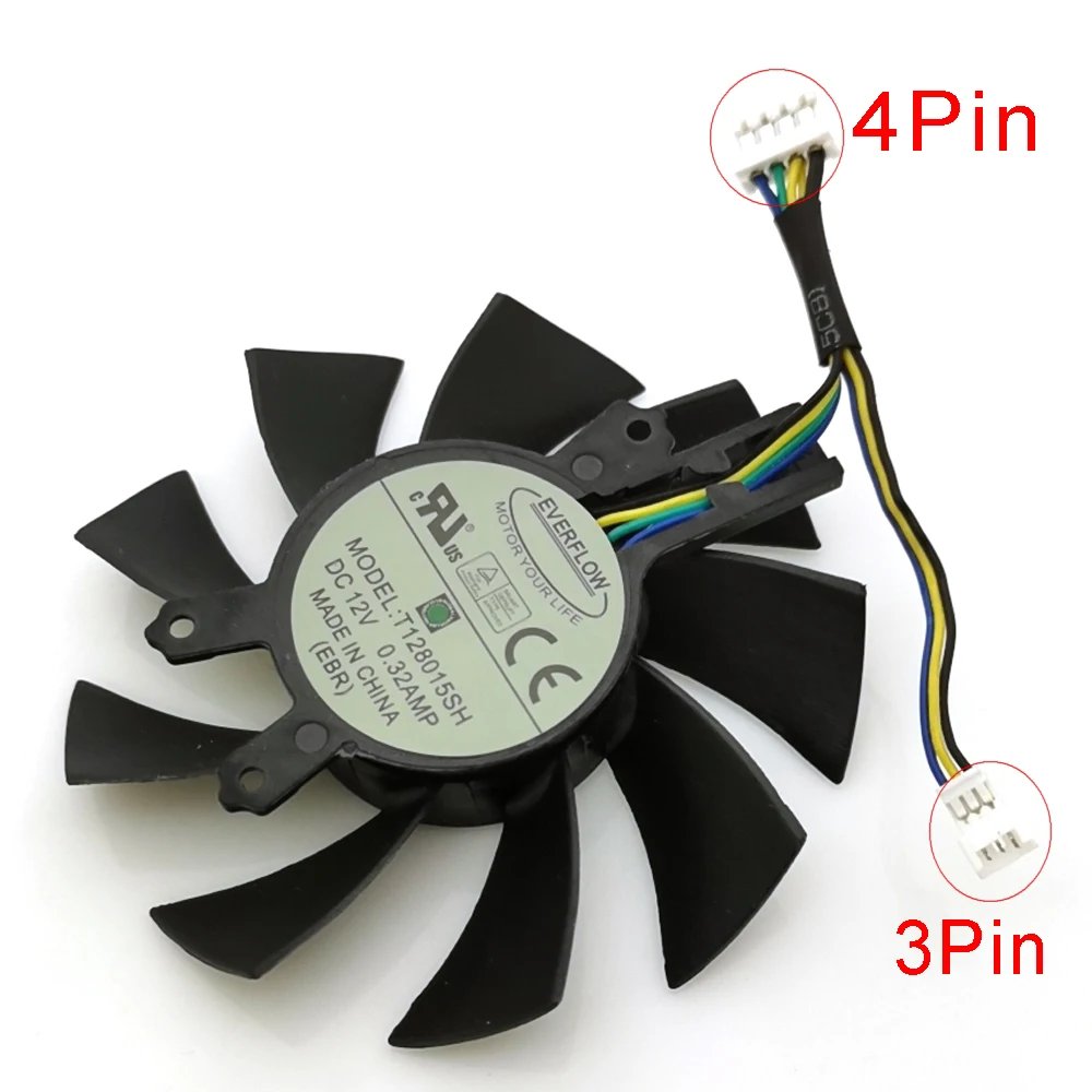 Free Shipping T128015SH 75mm 49*46*17mm 0.32AMP 4Pin For Hasee GM50Ti GTX750Ti GTX950 GTX960 Graphics Video Card VGA Fan