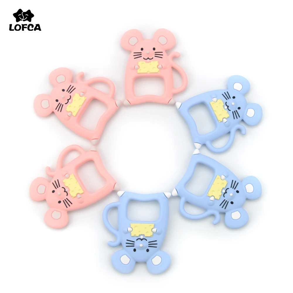 

LOFCA Baby Teether 1pc Mouse Cartoon Food Grade Teether BPA Free Silicone Nursing Animal Pacifier Clip Baby Teething Toys DIY