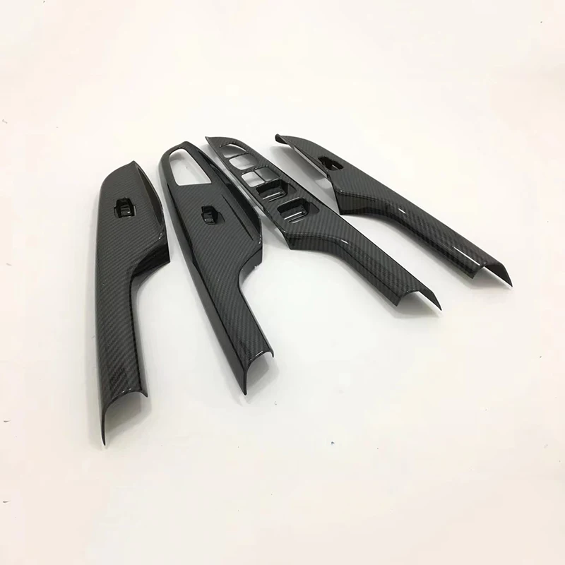 For Hyundai Kona Encino 2018 2019 ABS Carbon Fibre LHD Window Glass Lift Door Panel Cover trim Car Styling Accessories 4PCS