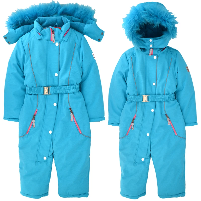 -40 Harbin Russian children\'s one-piece ski suit plus cashmere quilted padded windproof and waterproof men and women ultra-thick