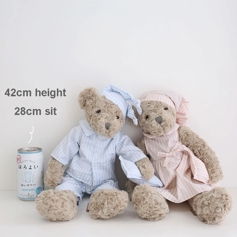 Teddy Bear Toys in Pajamas For Boy Girl Baby Kawaii Stuffed Plush Toy Baby Appease Doll with Hat Children Kids Birthday Gifts