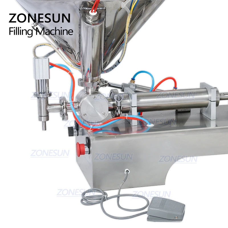 ZONESUN 믹서 가열 페이스트 병 충전 기계, 크림 꿀 초콜릿 소스 물병 포장 필러