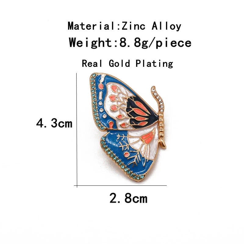 Butterfly Earrings Stud Alloy Creative Colorful Enamel Retro Pretty Rhinestone Party Accessories For Women Girl