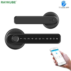 RAYKUBE Electronic Door Lock Fingerprint Bluetooth TT Lock Wifi Gateway Support AI Voice Command Alexa Google Smart Lock