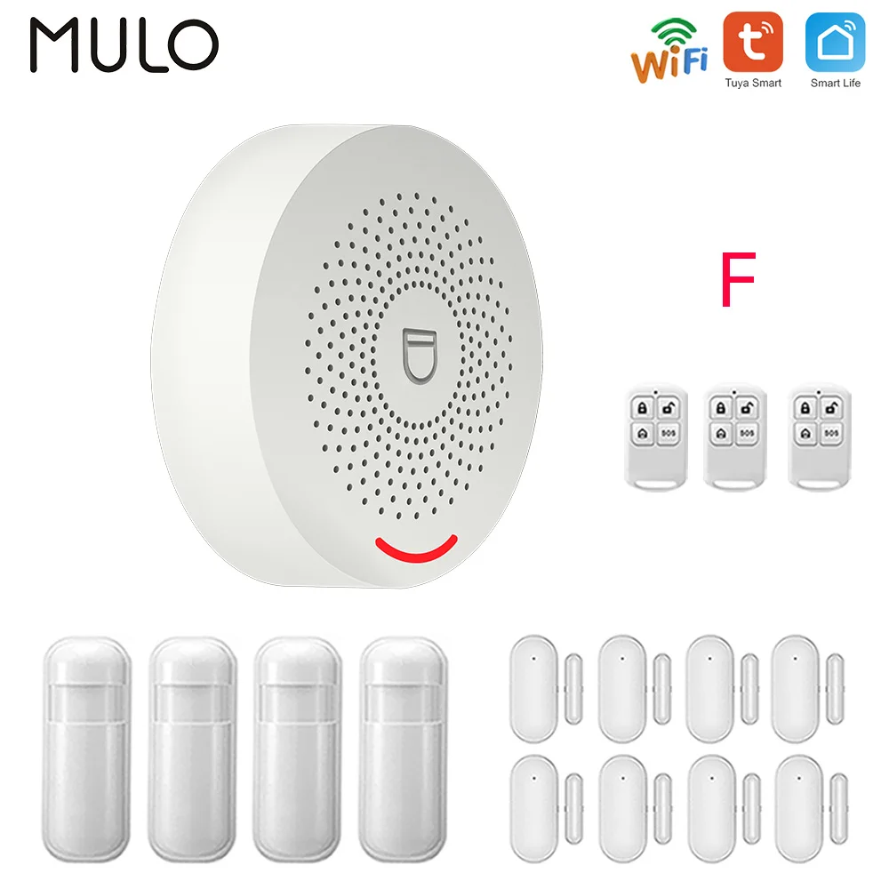 

Tuya WIFI Home Alarm System Wireless House Burglar Security Alarm Smart Home APP With 433MHz Door Window Sensor Motion Detector