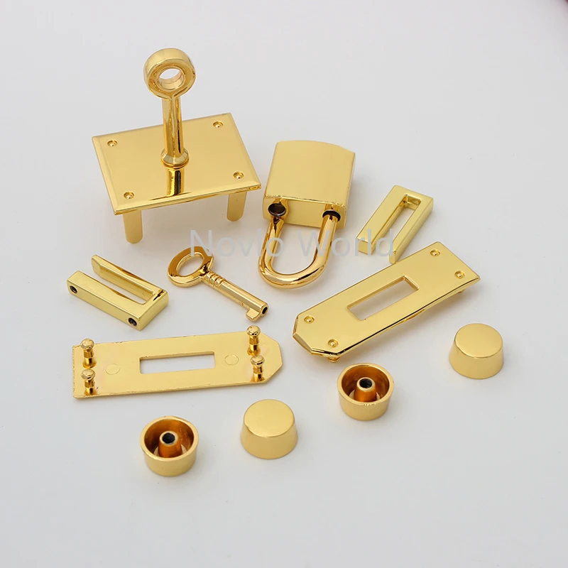 1-5 sets 2 colors 36*28mm gold chrome durable rectangle a set of lock for woman handbag with eyelets key lock purse accessories