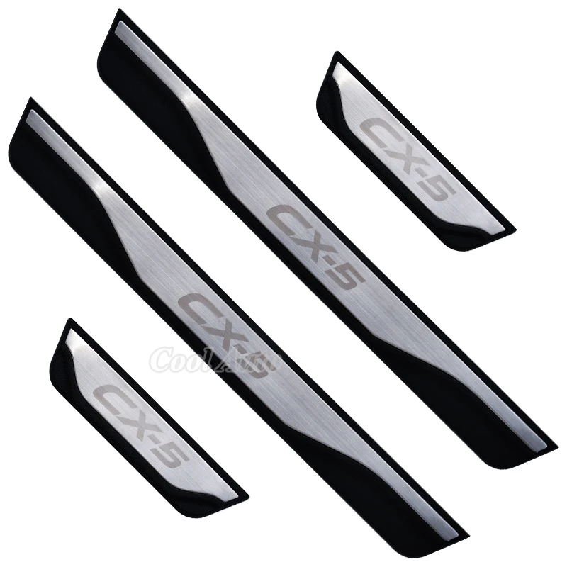 For 2018 2017 2016 2015 2014 Mazda 3 6 CX-5 Accessory Stainless Car Door Sill Kick Scuff Plate Protectors Trim Cover Pedal Guard