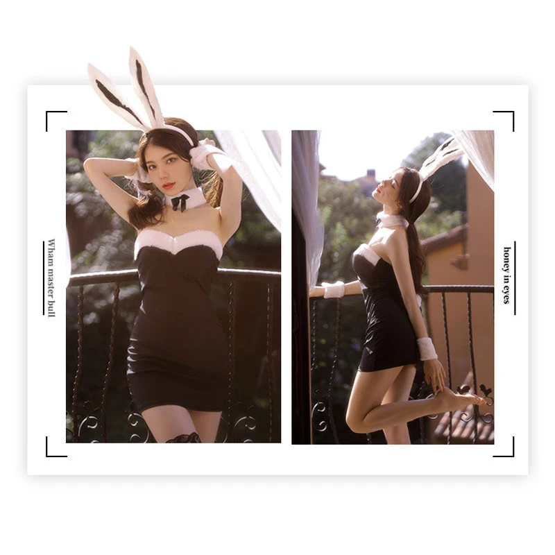 Donna Sexy Cute Bunny Girl Rabbit Lingerie Set Tube Dress abito erotico petto avvolto dolce Kawaii Cosplay Costume uniforme