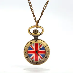 6079 британский флаг ретро медный цвет креативные большие карманные часы Креативный Ретро подарок изысканные карманные часы