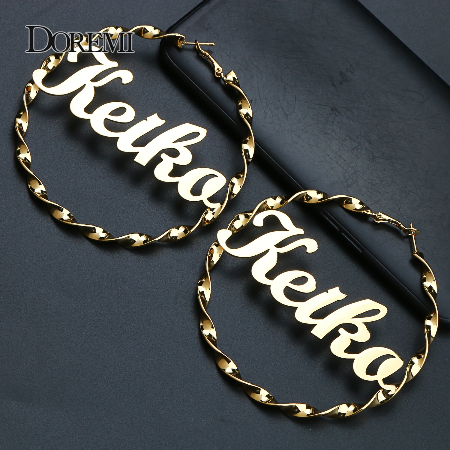 DOREMI Stainless steel Earrings Custom Custom Name Earrings Personalized Fashion Charming Name Earring Style Custom Earrings